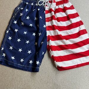 Patriotic Star and Stripe Swim Trunks, Men’s Size M